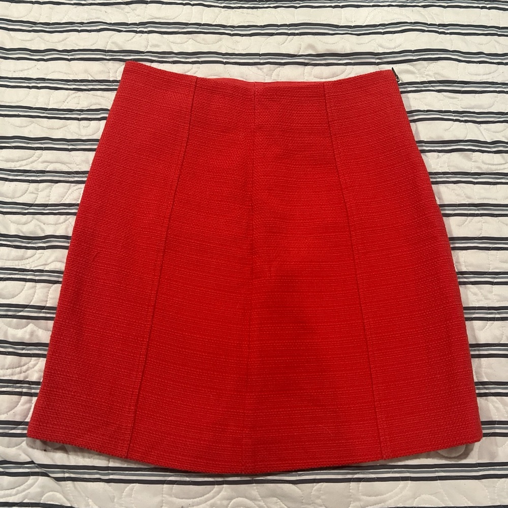 Loft A-Line Red Tweed Mini Skirt Size 4